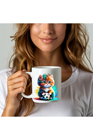 Kedi Baskılı 3D Tasarım Seramik Kupa Mug - Hediyelik Kupa Bardak