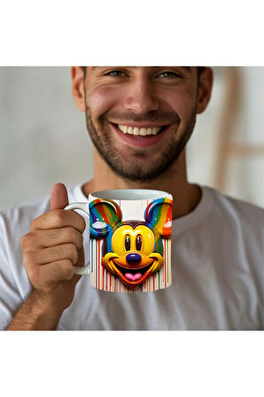 Mickey Mouse Baskılı 3D Tasarım Seramik Kupa Mug - Hediyelik Kupa Bardak