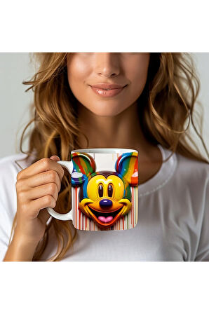 Mickey Mouse Baskılı 3D Tasarım Seramik Kupa Mug - Hediyelik Kupa Bardak