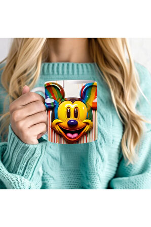 Mickey Mouse Baskılı 3D Tasarım Seramik Kupa Mug - Hediyelik Kupa Bardak