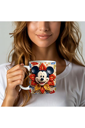 Mickey Mouse Baskılı 3D Tasarım Seramik Kupa Mug - Hediyelik Kupa Bardak