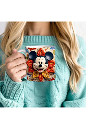 Mickey Mouse Baskılı 3D Tasarım Seramik Kupa Mug - Hediyelik Kupa Bardak