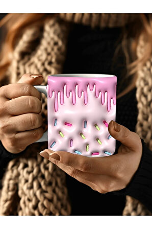 Şeker Baskılı 3D Tasarım Seramik Kupa Mug - Hediyelik Kupa Bardak