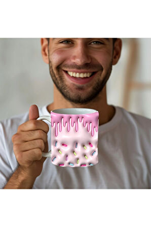 Şeker Baskılı 3D Tasarım Seramik Kupa Mug - Hediyelik Kupa Bardak