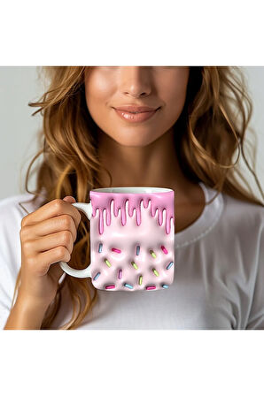 Şeker Baskılı 3D Tasarım Seramik Kupa Mug - Hediyelik Kupa Bardak