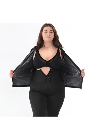 Fermuarlı Yarım Kollu Termal Body - Siyah ( Sadece Üsttteki Üründür. Alt Dahil Değildir. )