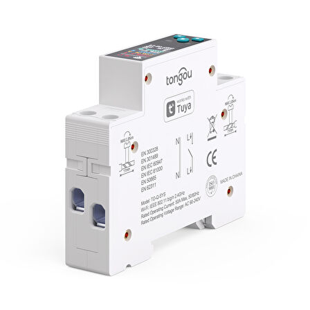 Tongou Ekranlı Akıllı Voltaj ve Akım Koruma Rölesi - Sıcaklık WiFi Özellikli Çift Kutuplu Monofaz