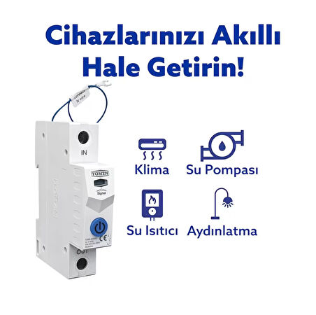 Tomzn Akıllı Voltaj ve Akım Koruma Rölesi, Sıcaklık Korumalı WiFi SmartLife Tuya 63A - Tek Kutup