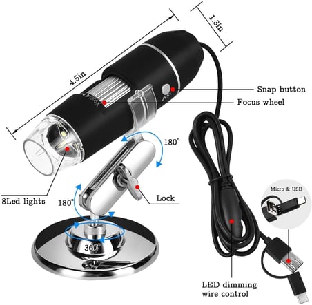 Tobo TD-584IM 3'ü 1 Arada 1000X USB Dijital Mikroskop
