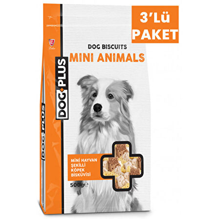 DogPlus Hayvan Şekilli Ödül Bisküvisi 500 gr x 3 Adet