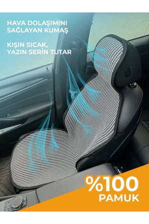 Terletmez Oto Koltuk Koruyucu Kılıf %100 Pamuk 5 li Tam Set Füme Beyaz Hyundai İ20 Tüm Modeller
