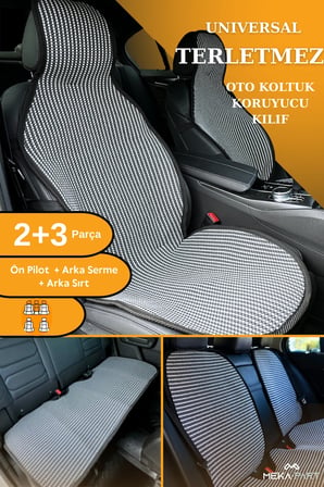 Terletmez Oto Koltuk Koruyucu Kılıf %100 Pamuk 5 li Tam Set Füme Beyaz Volkswagen Polo Tüm Modeller