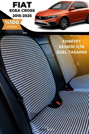 Terletmez Oto Koltuk Koruyucu Kılıf %100 Pamuk 5 li Tam Set Füme Beyaz Fiat Egea Cross