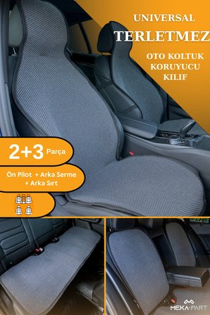 Terletmez Oto Koltuk Koruyucu Kılıf %100 Pamuk 5 li Tam Set Füme Toyota Auris Tüm Modeller