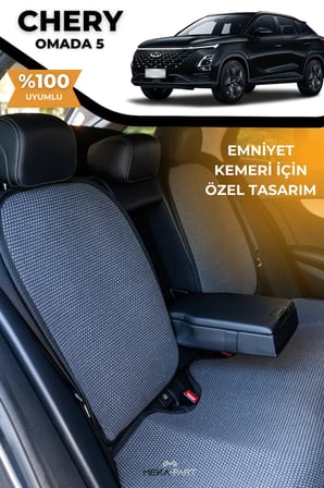 Terletmez Oto Koltuk Koruyucu Kılıf %100 Pamuk 5 li Tam Set Füme Chery Omada 5