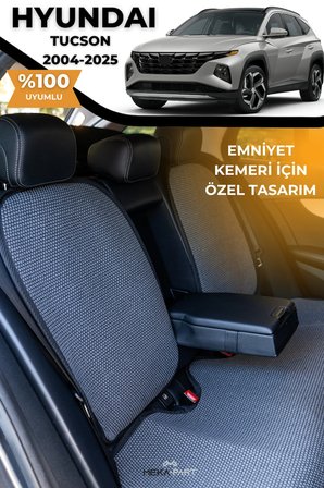 Terletmez Oto Koltuk Koruyucu Kılıf %100 Pamuk 5 li Tam Set Füme Hyundai Tucson