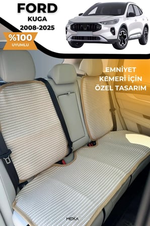 Terletmez Oto Koltuk Koruyucu Kılıf %100 Pamuk 5 li Tam Set Krem Ford Kuga