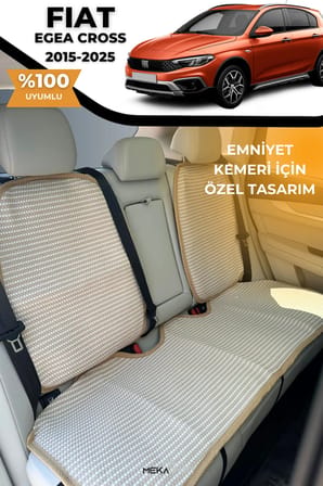 Terletmez Oto Koltuk Koruyucu Kılıf %100 Pamuk 5 li Tam Set Krem Fiat Egea Cross