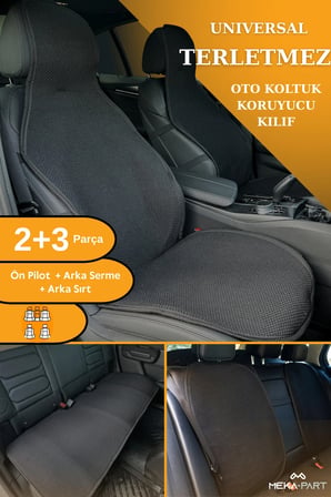 Terletmez Oto Koltuk Koruyucu Kılıf %100 Pamuk 5 li Tam Set Siyah Skoda Kodiaq Tüm Modeller