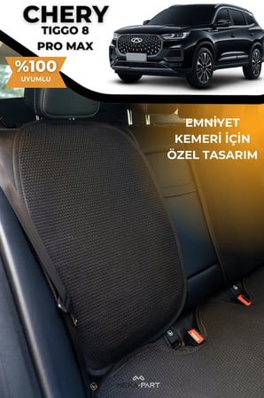 Terletmez Oto Koltuk Koruyucu Kılıf %100 Pamuk 5 li Tam Set Siyah Chery Tiggo 8