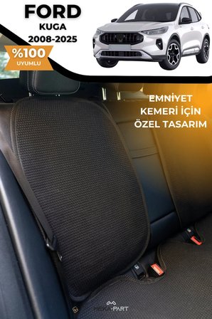 Terletmez Oto Koltuk Koruyucu Kılıf %100 Pamuk 5 li Tam Set Siyah Ford Kuga