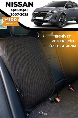 Terletmez Oto Koltuk Koruyucu Kılıf %100 Pamuk 5 li Tam Set Siyah Nissan Qashqai