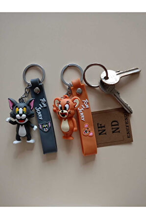 TOM VE JERRY ANAHTARLIK SİLİKON 3D SEVİMLİ KULLANIŞLI ÇİFT ANAHTARLIK 2 ADET
