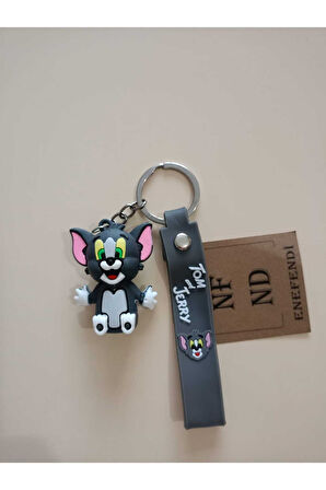 TOM VE JERRY ANAHTARLIK TOM ANAHTARLIK SİLİKON 3D SEVİMLİ KULLANIŞLI TEK ANAHTARLIK 1 ADET TOM
