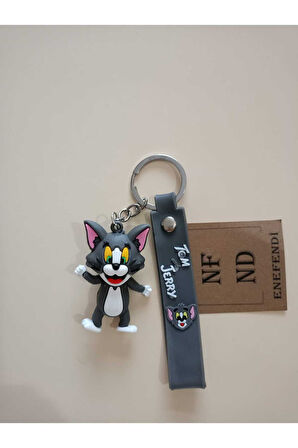 TOM VE JERRY ANAHTARLIK TOM ANAHTARLIK SİLİKON 3D SEVİMLİ KULLANIŞLI TEK ANAHTARLIK 1 ADET TOM