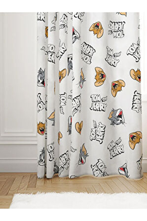 Tom ve Jerry Temalı Fon Perde Çocuk / Bebek Odası Tek Kanat