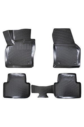 Volkswagen Tiguan Stepneli (Üst Kısım) 2017 Model 3D Bagaj Havuzu ve Araca Özel Paspas Seti