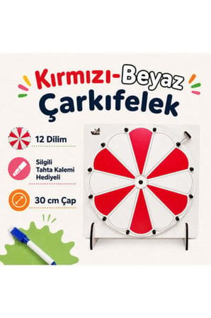 Kırmızı Beyaz Çarkıfelek Ahşap Eğitici Oyun + Mesakademi Eğitim Desteği Hediyeli
