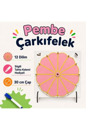 Pembe Çarkıfelek Ahşap Eğitici Oyun Materyali + Mesakademi Eğitim Desteği Hediyeli