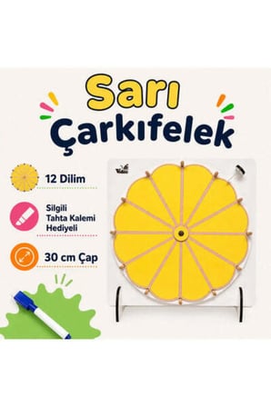 Sarı Renkli Çarkıfelek Ahşap Eğitici Oyun Materyali + Mesakademi Eğitim Desteği Hediyeli