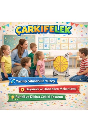 Sarı Renkli Çarkıfelek Ahşap Eğitici Oyun Materyali + Mesakademi Eğitim Desteği Hediyeli