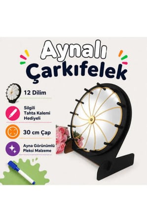 Aynalı Özel Pleksi Çarkıfelek Ahşap Eğitici Oyun + Mesakademi Eğitim Desteği Hediyeli