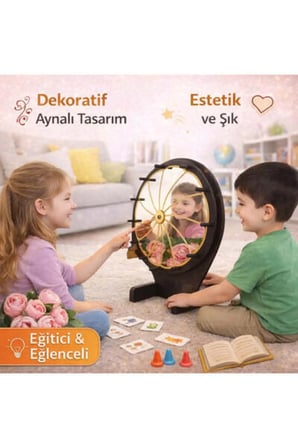 Aynalı Özel Pleksi Çarkıfelek Ahşap Eğitici Oyun + Mesakademi Eğitim Desteği Hediyeli
