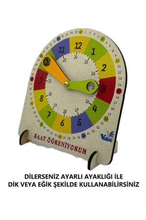 Ahşap Saat Öğrenme Montessori Eğitici Seti + Mesakademi Eğitim Desteği Hediyeli