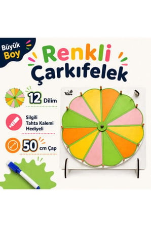 Dev Boy 50 cm Çarkıfelek Ahşap Eğitim Materyali + Mesakademi Eğitim Desteği Hediyeli