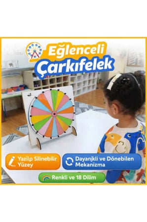 18 Dilim Büyük Çarkıfelek Ahşap Eğitim Materyali + Mesakademi Eğitim Desteği Hediyeli