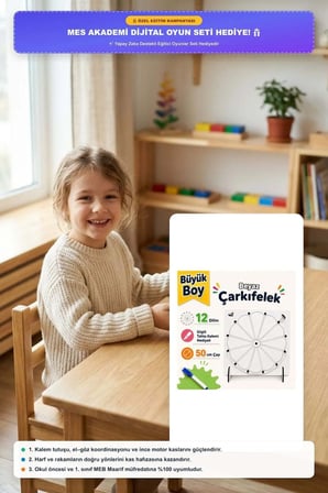Büyük Boy 12 Dilim Beyaz Çarkıfelek Ahşap Set + Mesakademi Eğitim Desteği Hediyeli