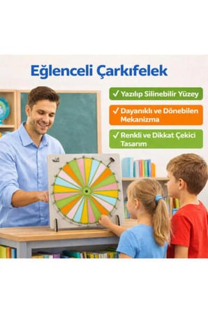Büyük Boy 24 Dilim Renkli Çarkıfelek Ahşap Materyal + Mesakademi Eğitim Desteği Hediyeli
