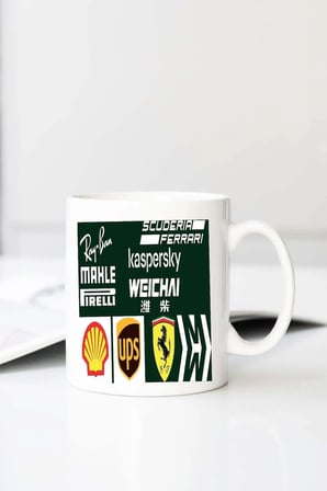Ferrari Team Baskılı 330 ml Porselen Kupa Bardak (123460-4)