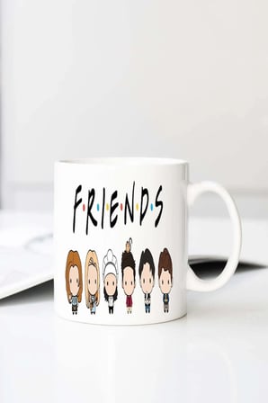 Friends B C Kler Baskılı 330 ml Porselen Kupa Bardak (123470-4)