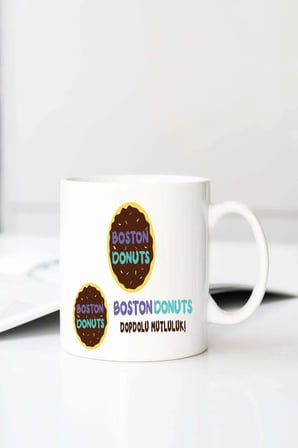Donut Baskılı 330 ml Porselen Kupa Bardak (123557-1)