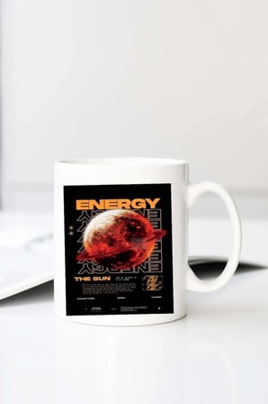 Energy Baskılı 330 ml Porselen Kupa Bardak (123607-1)