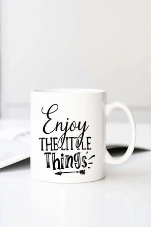 Enjoy The Little Things 01 Baskılı 330 ml Porselen Kupa Bardak (123609-1)