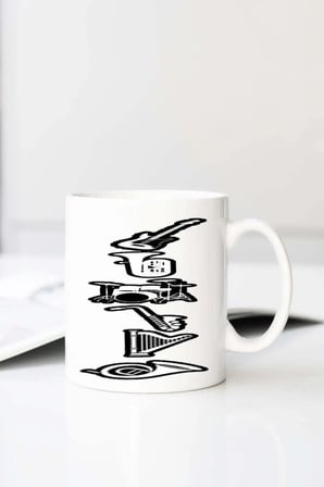 Enstr Man Burki Baskılı 330 ml Porselen Kupa Bardak (123610-1)
