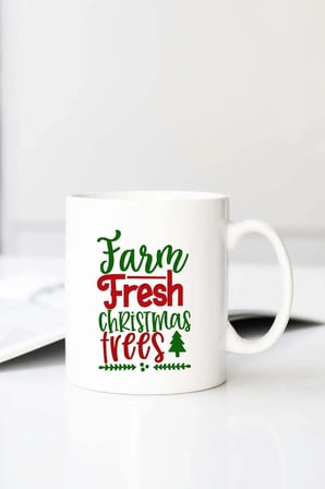 Farm Fresh Christmas Trees 01 Baskılı 330 ml Porselen Kupa Bardak (123654-1)