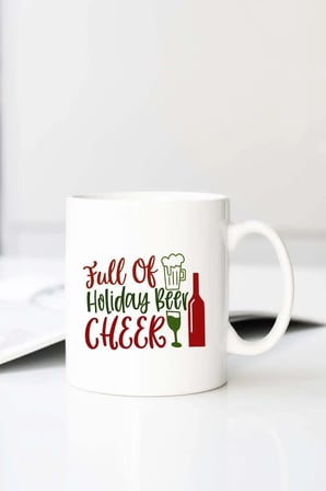 Full Of Holiday Beer Cheer 01 Baskılı 330 ml Porselen Kupa Bardak (123733-1)